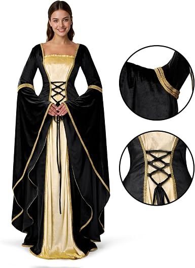Immagine di Black And Gold Medieval Style Dress 3