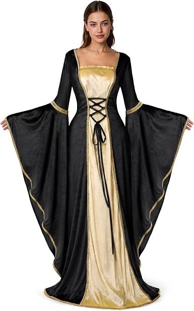 Black And Gold Medieval Style Dress imagen 1