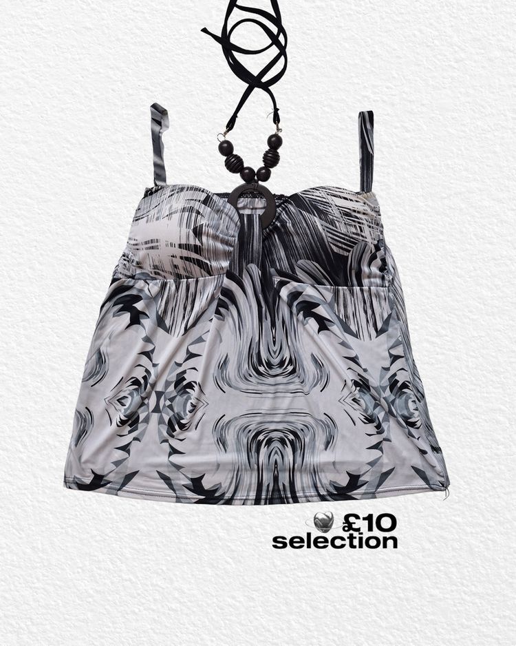 Black And White Patterned Camisole Top