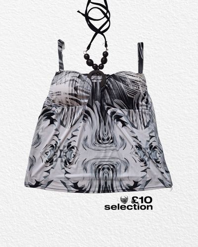 Black And White Patterned Camisole Top