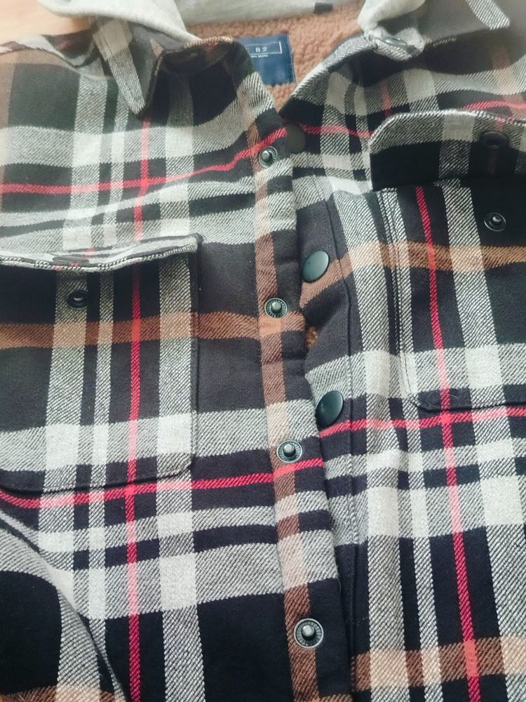 Next Plaid Jacket With Hood And Sherpa Lining image 6