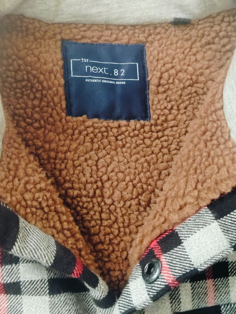 Next Plaid Jacket With Hood And Sherpa Lining image 3