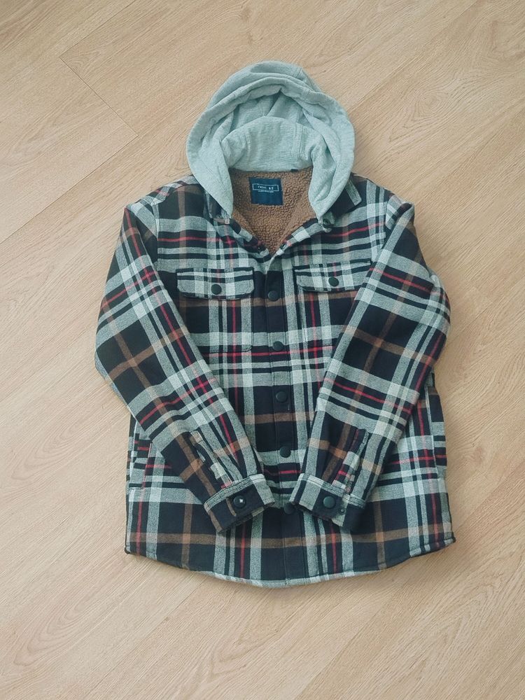 Next Plaid Jacket With Hood And Sherpa Lining image 1