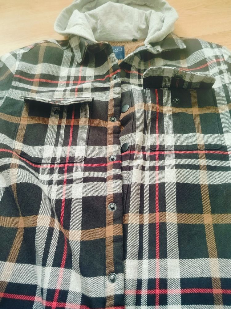 Next Plaid Jacket With Hood And Sherpa Lining image 4