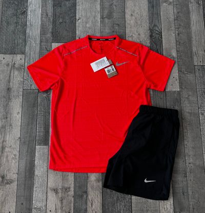 Nike Dri-Fit Miler T-shirt & Short Set ‘Crimson Red’ - Size Large