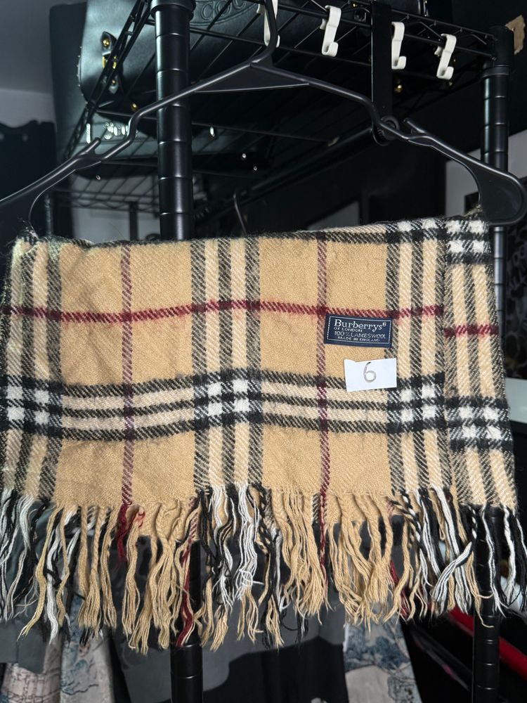 #6 £200RRP Beige Vintage Burberry Scarf lambswool 