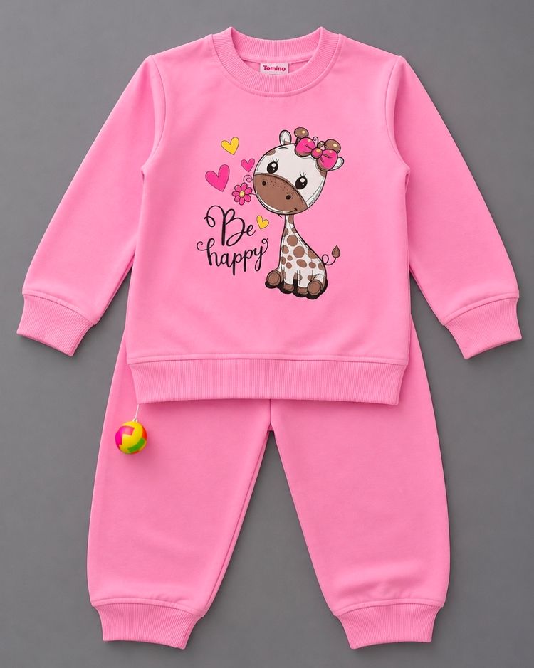 Pink Kids Sweatshirt And Pants Set image 1