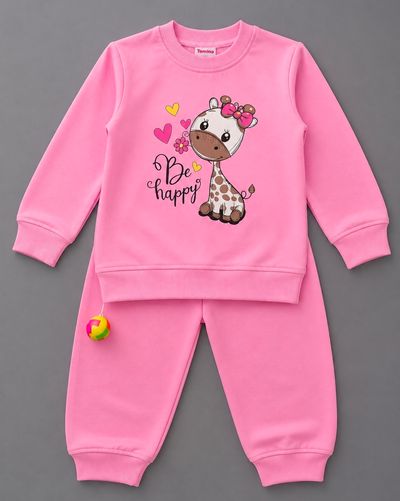 Pink Kids Sweatshirt And Pants Set