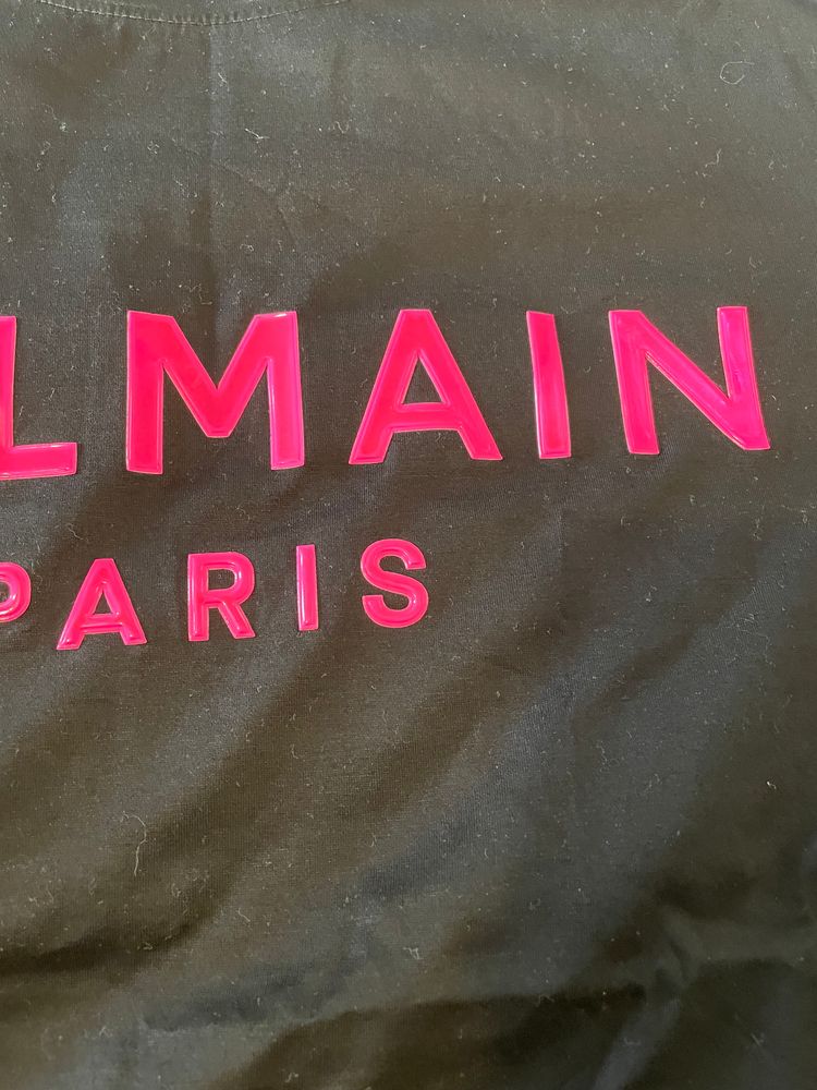 Balmain Black T-Shirt With Pink Logo image 3