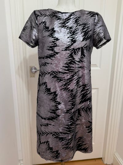 Warehouse Silver Black Patterned Dress