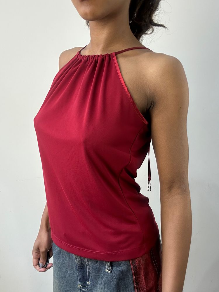 romantic grunge edit | small/medium red halterneck top image 4