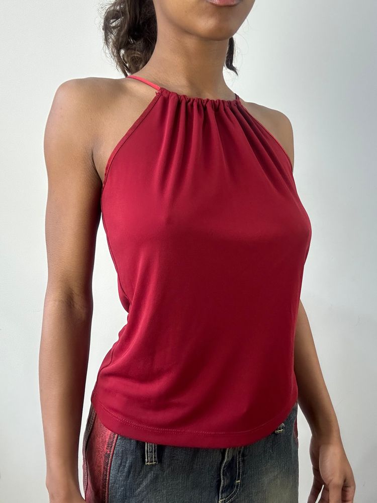 romantic grunge edit | small/medium red halterneck top image 3