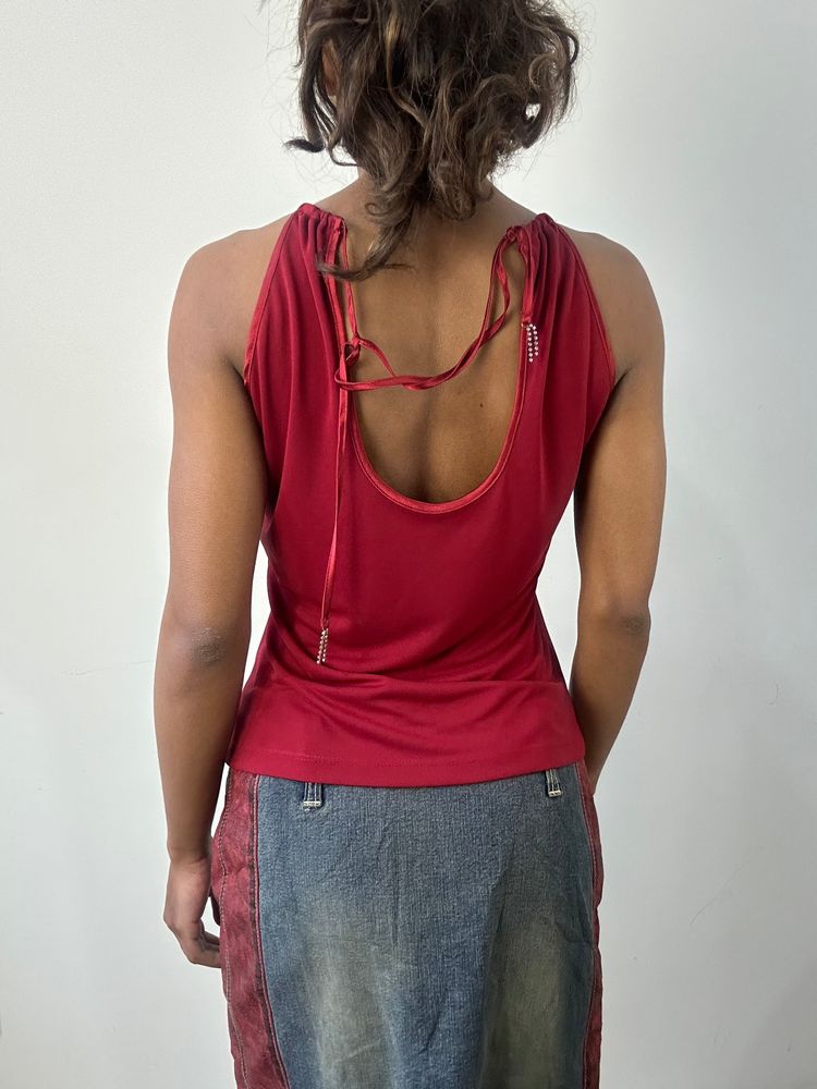 romantic grunge edit | small/medium red halterneck top image 5