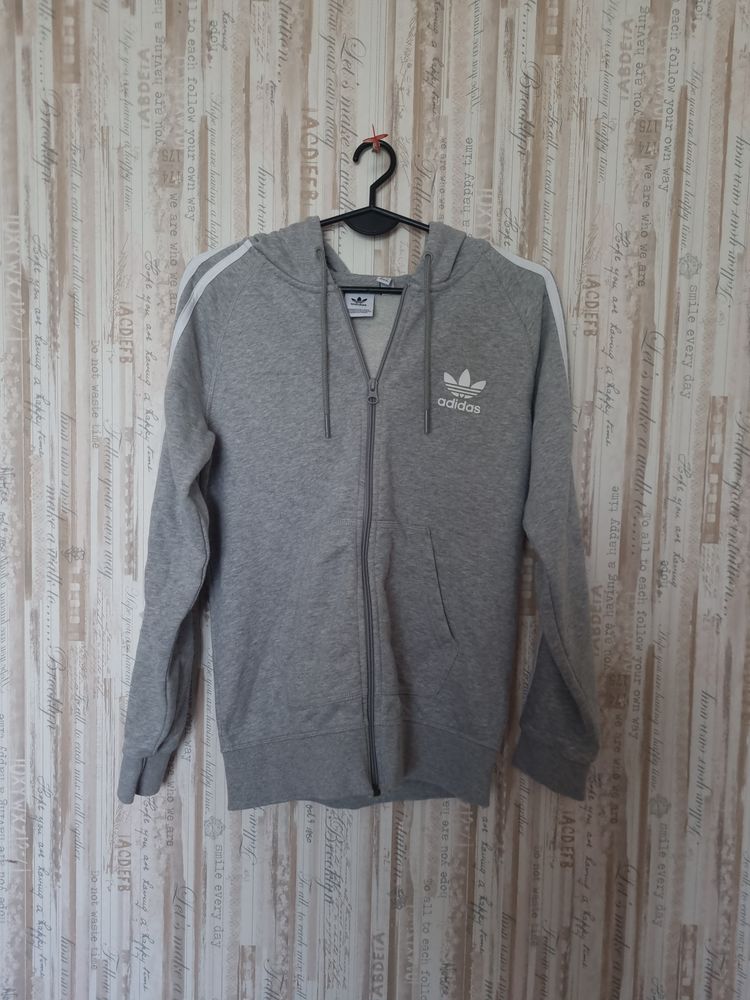 Adidas Grey Zip-Up Hoodie