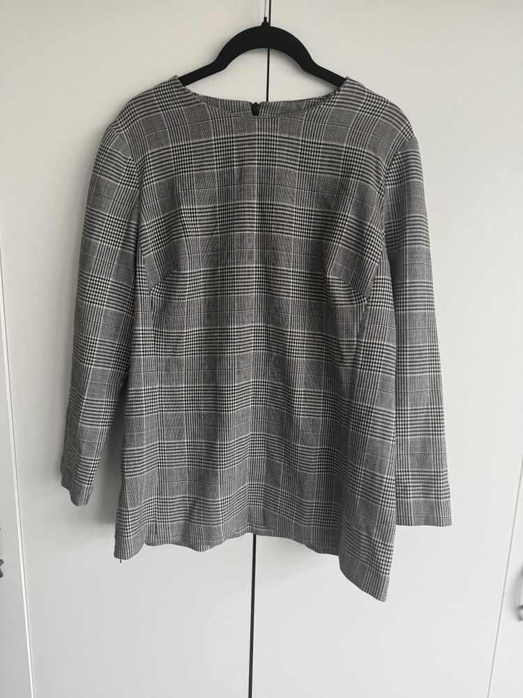 Grey Checkered Long Sleeve Top