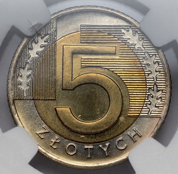 1994 Poland 5 Zlotych Coin NGC66 2