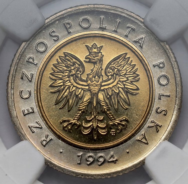 1994 Poland 5 Zlotych Coin NGC66 3