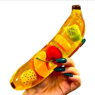 Banana-Shaped Squishy Toy With Fruit Design