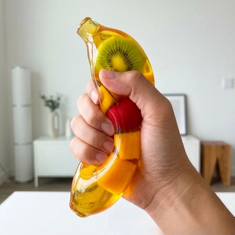 Banana-Shaped Squishy Toy With Fruit Design image 2