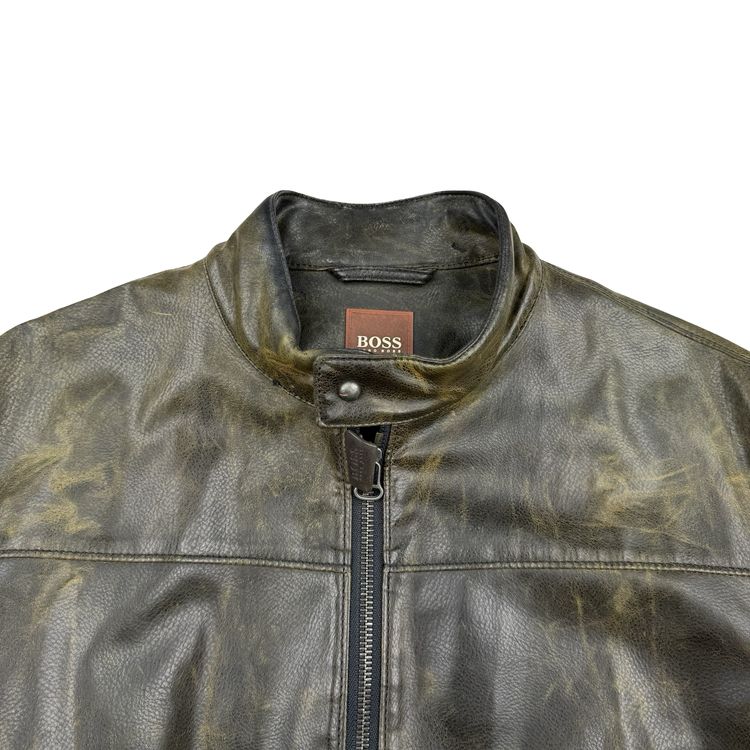 Hugo Boss Brown PU Leather Oldster Biker Jacket - XL (54) image 4