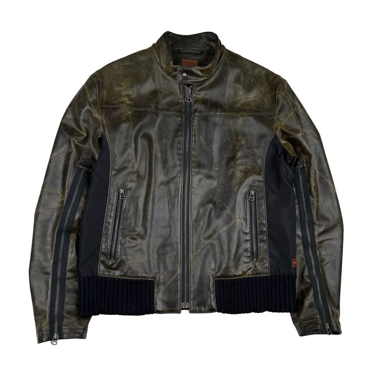 Hugo Boss Brown PU Leather Oldster Biker Jacket - XL (54) image 1