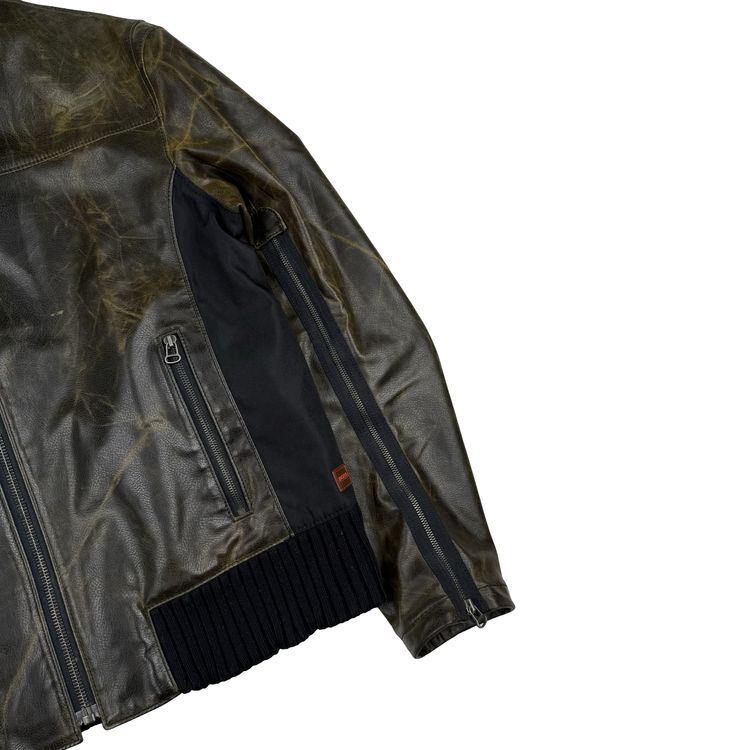 Hugo Boss Brown PU Leather Oldster Biker Jacket - XL (54) image 6