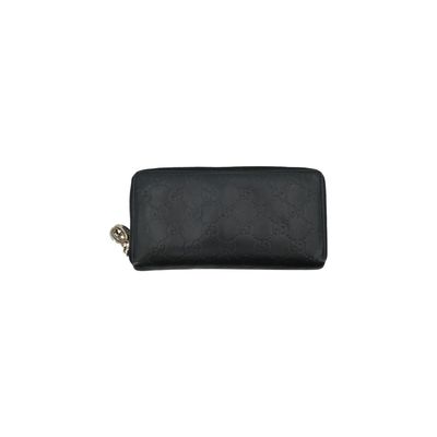 Portafoglio continentale zippato in pelle Guccissima nera Gucci con portamonete