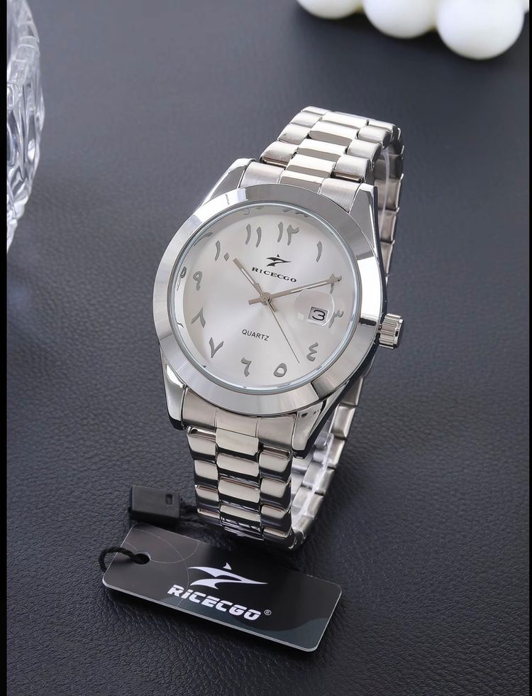 Arabic dial Ricegoo Silver Metal Wristwatch