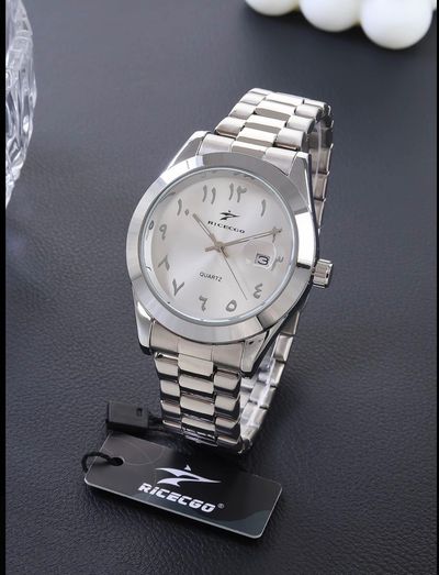 Arabic dial Ricegoo Silver Metal Wristwatch