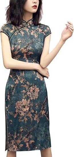 Floral Patterned Cheongsam Dress obraz 5