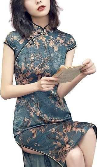 Floral Patterned Cheongsam Dress obraz 6