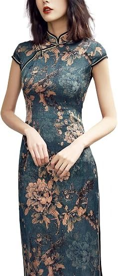 Floral Patterned Cheongsam Dress obraz 3