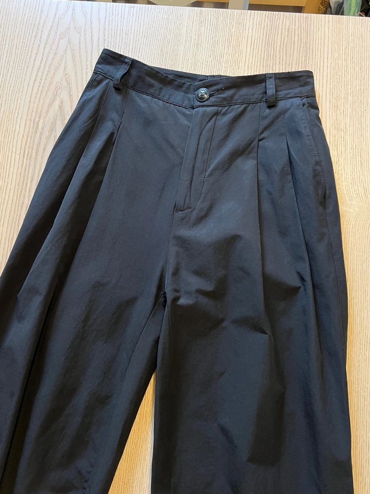 Massimo Dutti – Black Cotton Wide-Leg Tailored Trousers – High Waist – 79,95€ imagen 3