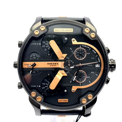 Diesel DZ7350 Leather Strap With Black Dial Men's Watch 1