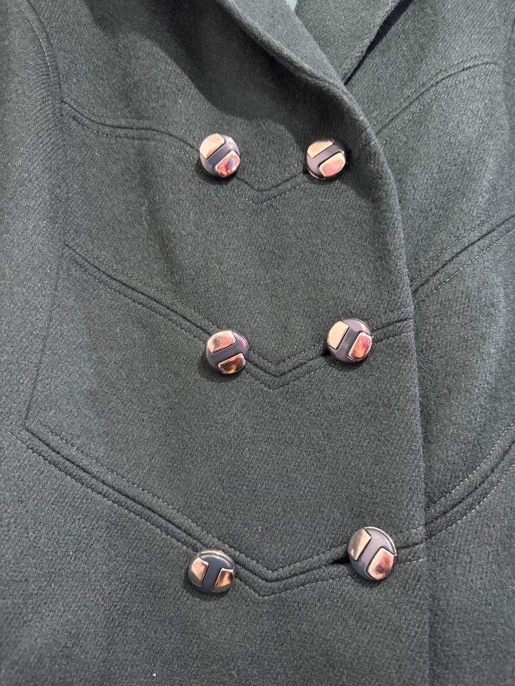Vintage 60s Wool double breasted Pea Coat. Teal. Free sizing. image 5