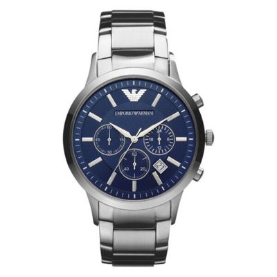 Emporio Armani AR2448 Silver Blue Navy Wristwatch for Men