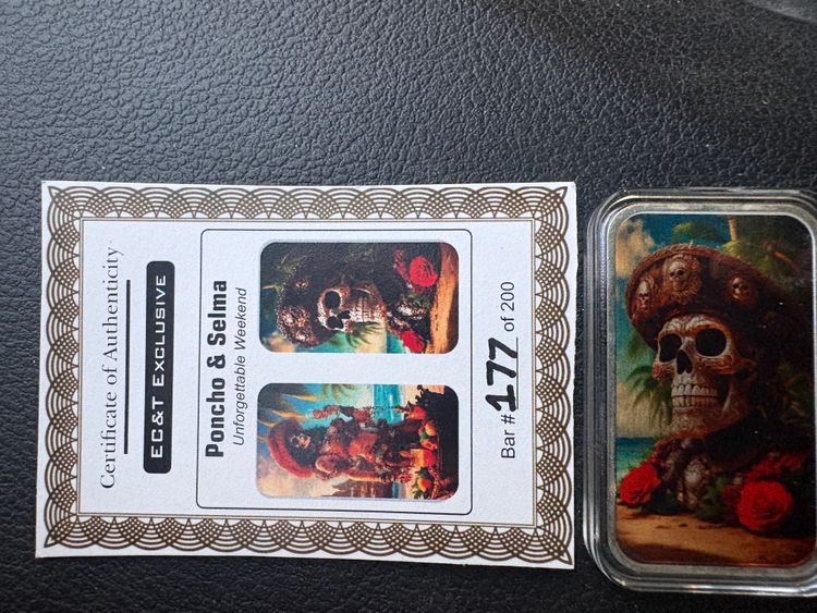 1oz silver limited edition Poncho & Selma Collectible Bars