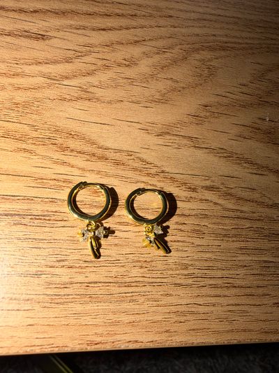 Gold Hoop Earrings With Cross Charms