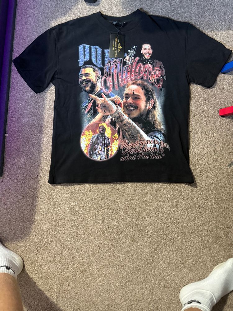 Vintage Supply Black Graphic T-Shirt post molone  product image