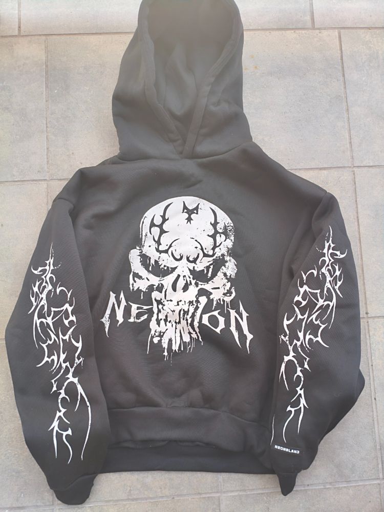 Tribal Gear Black Hoodie With Skull Graphic And Tribal Sleeve Designs product image