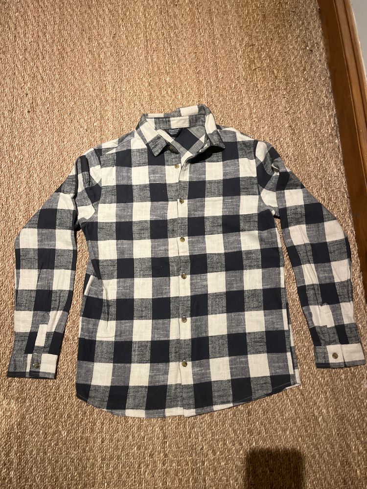 Black And White Checkered Long Sleeve Shirt 14-15 image 1