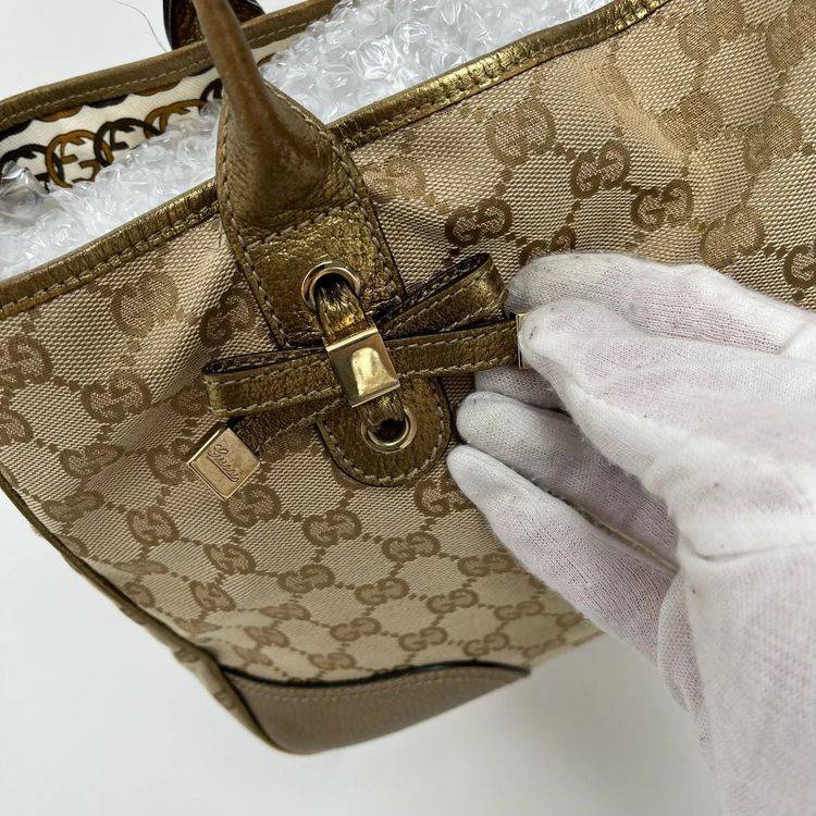 Gucci ‘GG’ Monogram Cream Canvas/Leather Princy Tote image 6