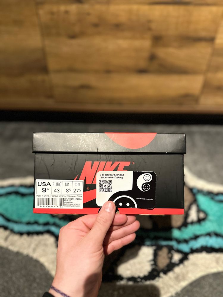 Jordan 1 Retro High “Black Crimson Tint” U.K. 8.5 image 9