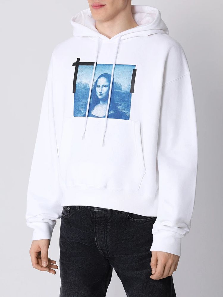 Off-White White Mona Lisa Logo Oversized Hoodie 3
