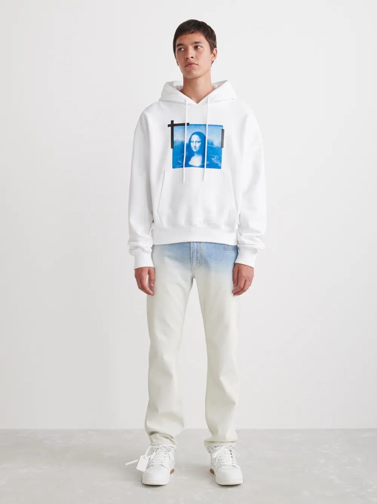 Off-White White Mona Lisa Logo Oversized Hoodie 6
