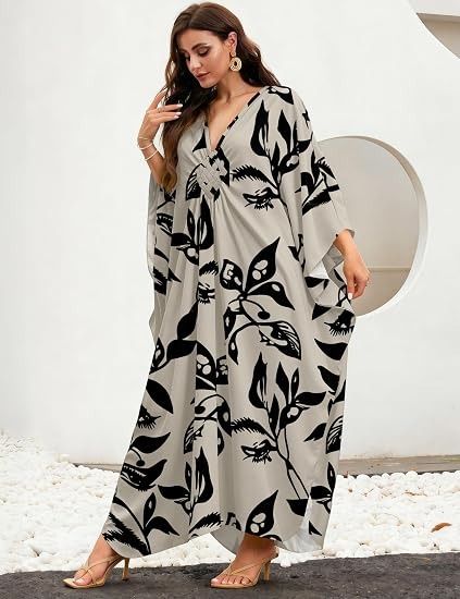 Long Floral Print Kaftan Dress image 3