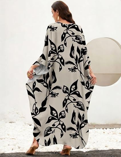 Long Floral Print Kaftan Dress image 5
