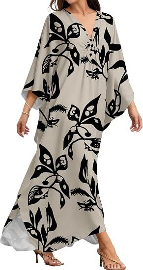 Long Floral Print Kaftan Dress image 4