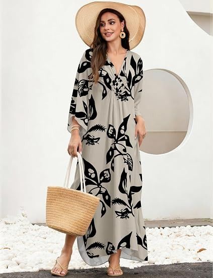 Long Floral Print Kaftan Dress image 2