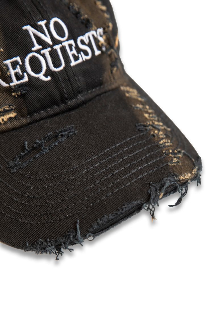 Distressed Cap with No Requests Embroidery - Black/Brown image 3